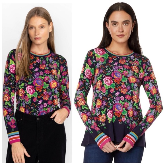 Johnny Was Tops - NWT Johnny Was “The Jane” Favorite Long Sleeve Crew Neck Swing Tee - XXS